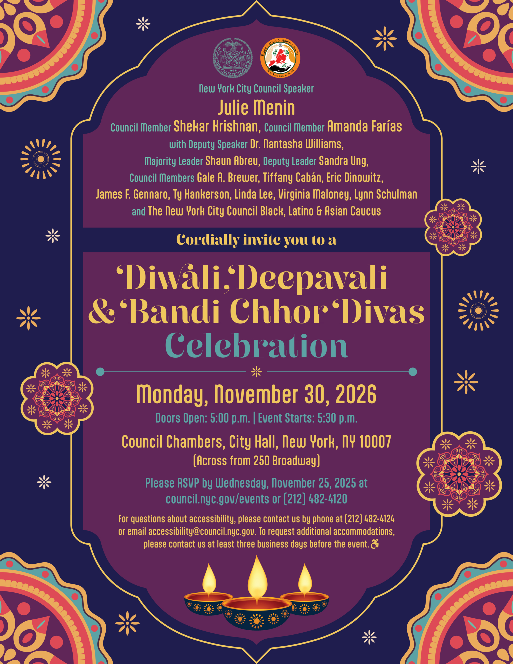 Diwali, Deepavali & Bandi Chhor Divas Celebration 2026 Flyer