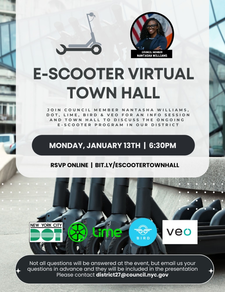 E scooter virtual Townhall hosted by Council Member Williams 