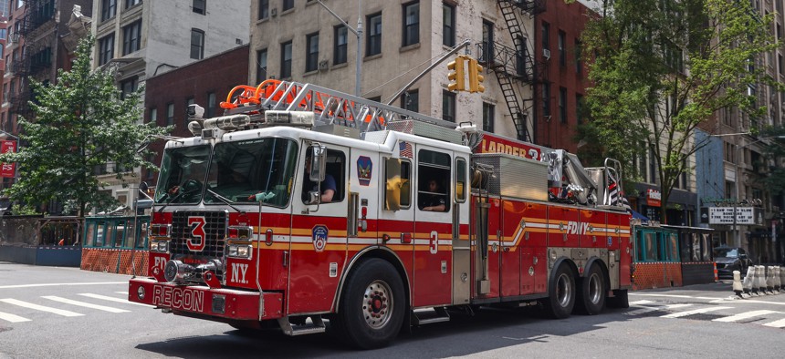 An FDNY truck is seen in Manhattan on July 5, 2024